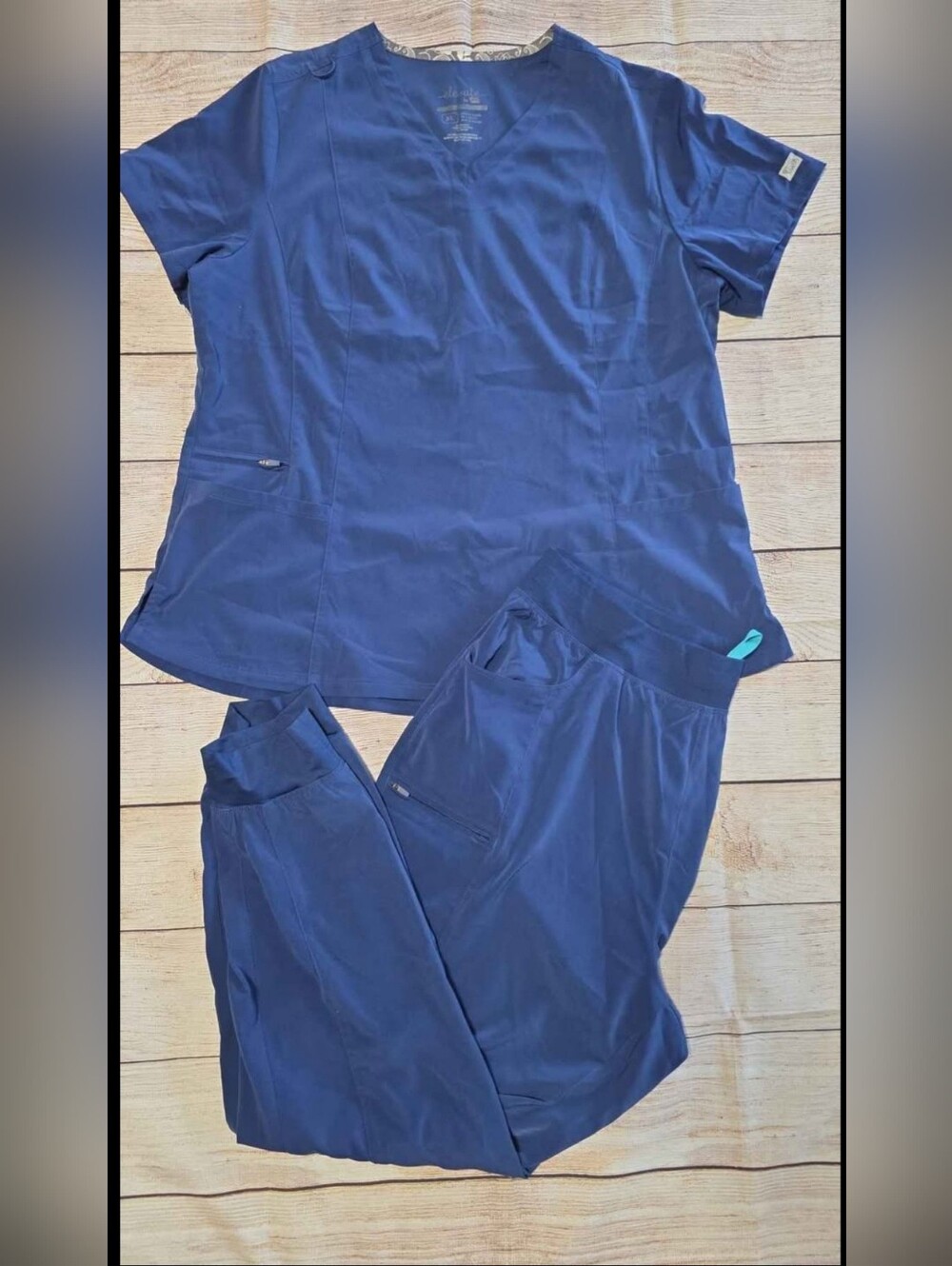 XL Navy Blue Scrub Top & Pants Set